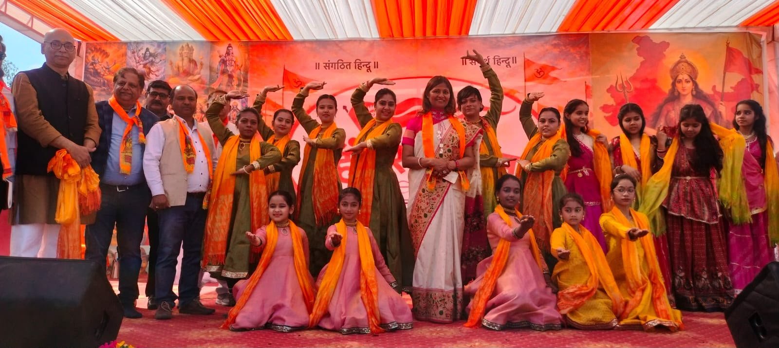 Group Kathak and Bollywood fusion performance in costume